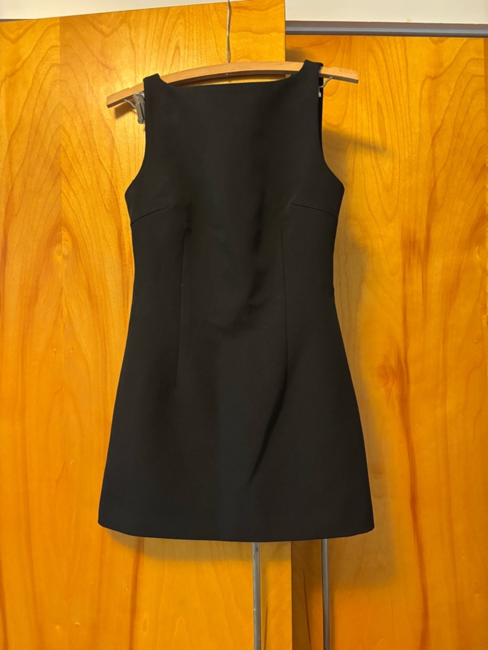Commense Black Sleeveless Mini Shift Dress